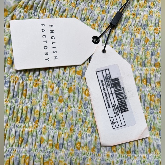 English Factory Yellow Floral Smocked Puff Sleeve Mini Dress Women’s S NWT - Picture 8 of 9